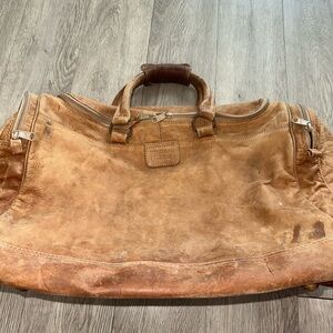 Vintage Temmis Distressed Tan Leather Duffel Bag Luggage